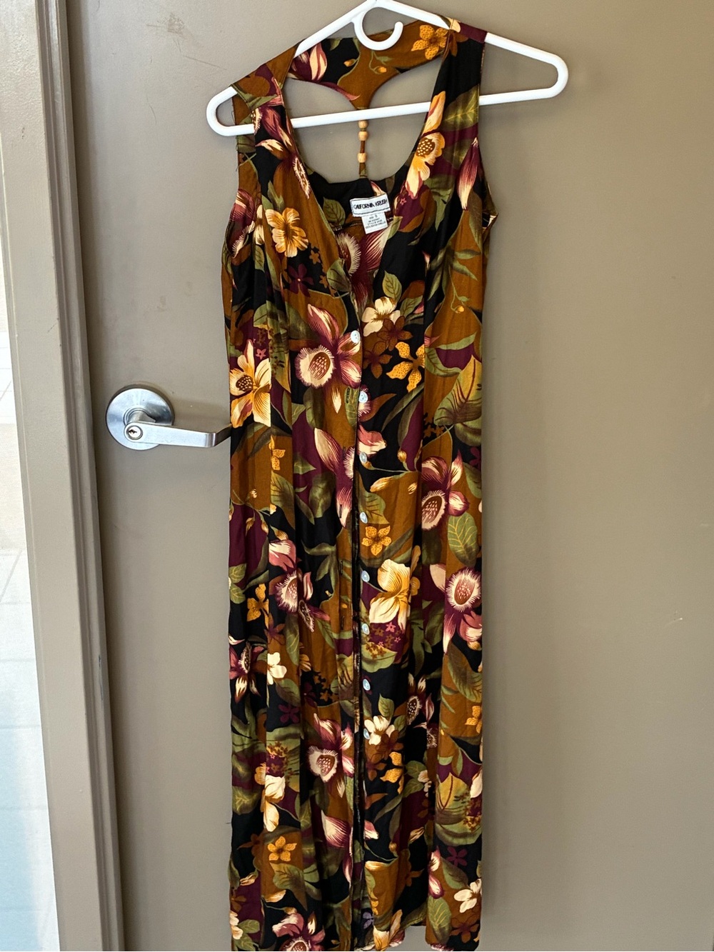 Floral Sleeveless Maxi Dress - Black & Olive